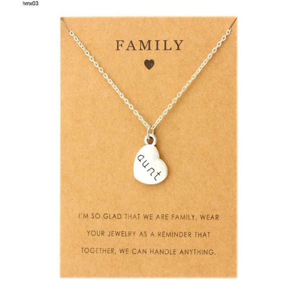 Tante soeur oncle pendentifs chaîne colliers grand-mère grand-père famille maman fille papa père frère fils mode bijoux amour