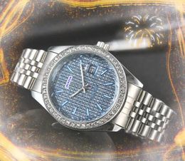 Auomatische beweging Trend Hoogte Roestvrij staal Horloges Men Women Quartz Chronograph Clock Dag Datum Time Three Stiches Diamonds Ring Shiny Starry Polshorwatch Gifts