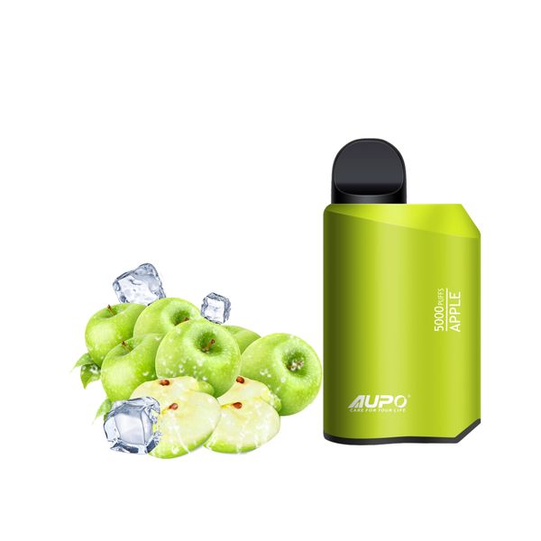 AUPO Barra desechable Vape 5000 Puffs sin nicotina, sin bolígrafos de tabaco, 6 sabores afrutados, cigarrillo electrónico dentro del kit de inicio líquido de 12 ml (Apple - 5000 puff)