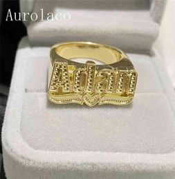 Aurolaco Nom personnalisé anneaux Gold Personnalité Hip Hop Ringe femme Fashion Punk Letter Ring Gifts202Y8179679