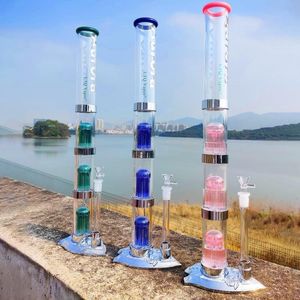 Aurora Glass Water Pied Portable 22 pouces Bong Netchable Cleanable Coscoir Shisha Bongs avec 3 couches