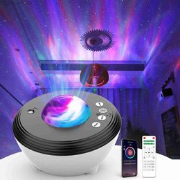 Proyector de Aurora Lights Star Galaxy Proyector con control remoto Sky Night Light Gift para niños Adultos Bluetooth Music Speaker HKD230812