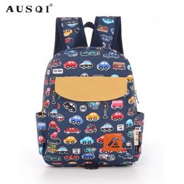 AUSQI Little Cute Cartoon Bus Toddler School Backpack voor Kid Boys Girls To ProChool Children Backpacks Bag met borstriem Y181188E