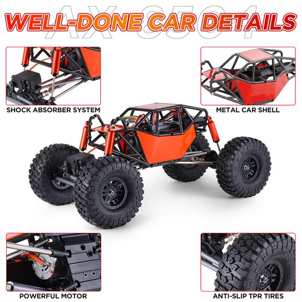 AUSTARHOBBY AX-8504 RC Car 1/10 4WD 2,4g Crawler électrique Cadre d'escalade Châssis de buggy rocheux avec tube