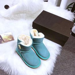 Australië Volwassen kinderen Knoppen Bootontwerper Tasman Snow Winter Boots Fashion Ladies Platform Fur Slippers Classic Mini Suede Sheepskin Wol Enkle Booties US 4-12