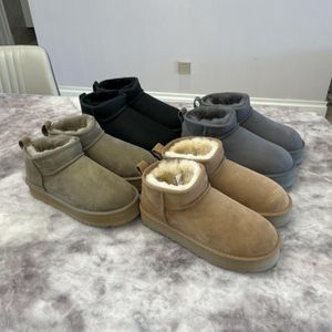 Australie Bottes australiennes Classique Chaud Femmes Mini Demi Neige Hiver Pleine Fourrure Fluffy Fourrure Satin Cheville Sandales Fourrure sur le cuir