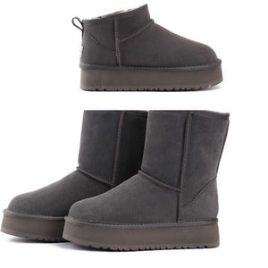 Botas de nieve australianas Botas de plataforma cálida Aus Botas de felpa de piel clásica para mujer Ultra Mini Zapatilla Tobillo Piel de ovejaHermosos regalos Antílope Reno Hombres 427