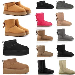 Australia Botas cálidas clásicas australianas Tasman Mini para mujer Media bota de nieve EE. UU. GS 5854 Invierno Piel completa Botines de satén esponjosos Botines Tazz zapatillas US4-12