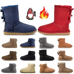 Australië Australische Klassieke Warme Winterlaarzen Dames Mini Half Snowboots Winter Uggskin Vol bont Pluizige harige Satijnen Enkellaarzen Klassieke Booties Platform Maat 36-41