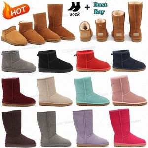 Australië Australian Classic Warm Boots Dames Mini Half Snow Boot USA GS 585401 Winter Full Fur Fluffy Furry Satin Enkle Boots Booties Slippers Ug Hot Uggitys