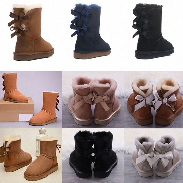 wggs Australie Australian Classic Warm Boots Womens Half Snow Boot Bow Usa Gs Winter Full Fur Fluffy Furry Satin Uggs Boots Boots Bootes Slippers Hot Sell