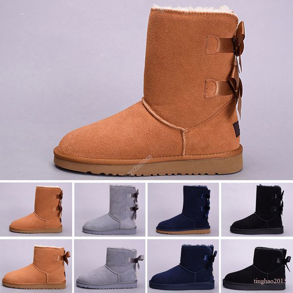 Australie Raquettes à neige australiennes Bottes chaudes classiques Femmes Mini Demi-botte de neige USA GS 585401 Hiver Pleine fourrure Fluffy Furry Satin Bottines EUR24-42