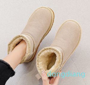 Botas australianas de diseñador para mujer, botas de nieve de piel de tobillo, botines de plataforma Ultra Mini, zapatos de invierno de cuero Real castaño con semillas de mostaza