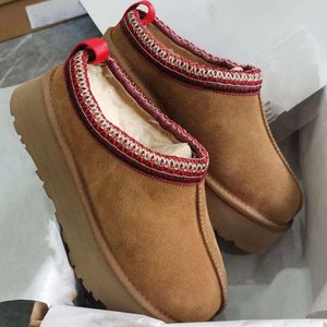 Australië laarzen Tazz Tasman ultra mini platform laarsjes dames dames Suède Shearling pantoffels wintersneeuwwol enkellaars Kastanje Designer Bont ugge schoenenhS