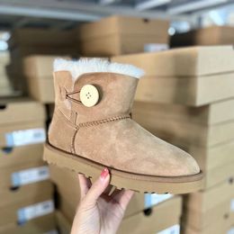 Australië Laarzen Met Klassieke Warme Dames Mini Half Sneeuwknop Boot Aus U5854 Winter Vol Bont Pluizig Harig Satijnen Enkelboog Australie Booties Slippers 333