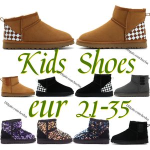 Australia Classic Kids Mini Boots Girls Ultra uggi Shoes Plaid Snow Boot baby Toddler uggitys Sneakers Letter Sequin Children Boys Winter Warm Shoe Ch a0FC #