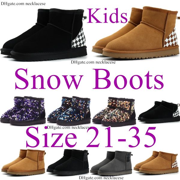 Australia Classic Kids Mini Boots Girls Ultra uggi Shoes Plaid Snow Boot baby Toddler uggitys Sneakers Letter Sequin Children Boys Winter Warm Shoe Ch g1tW #