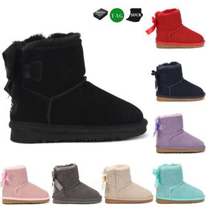 Australie classique Mini enfants UG bottes filles chaussures pour tout-petits hiver neige baskets Designer botte jeunesse Chesut Rock Rose gris 22-35