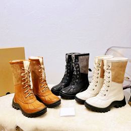 Australië Klassieke snowboots Dames gereedschapslaarzen Dikke bodem Mini-platformlaars Schapenvacht Koeienhuid Echt leer Pluche enkellaarsjes met bont Maat N4ma#