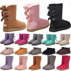 Australië designer laarzen pantoffels tasman damesplatform winterlaarzen meisje klassieke sneeuwlaars enkel korte strik mini bont zwart kastanje roze Bowtie schoenen maat 4-14