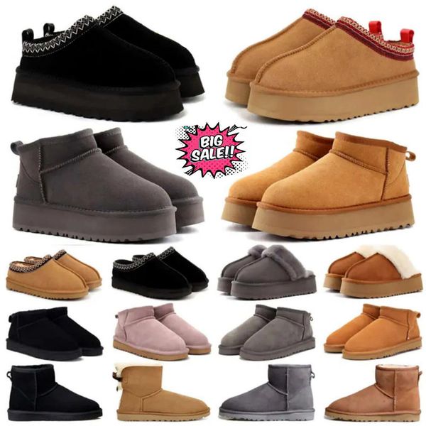 UGG ugglis boots uggsboot tasman slippers ug australia designer boot woman  moon pink ultra mini platform【code ：L】loafers shoes womens fluffy fuzzy taz snow boot
