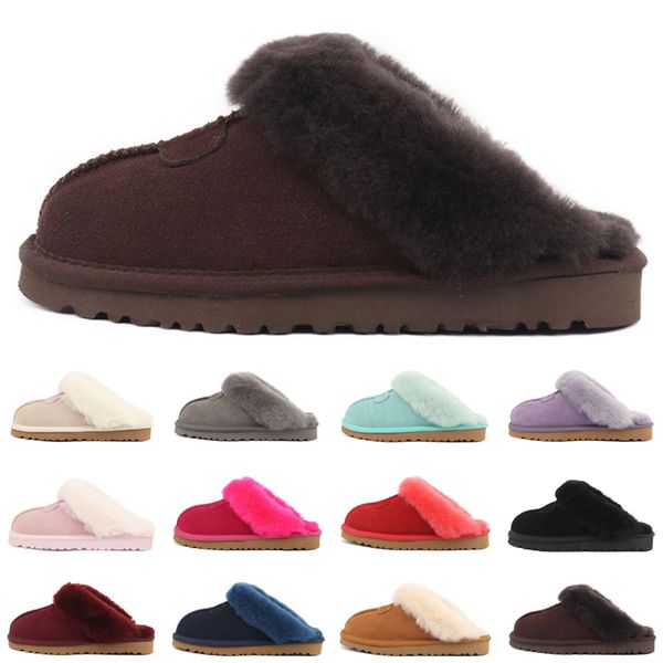 Australia diseñador zapatillas de piel para mujer diapositivas sandalias mujeres zapatos de nieve de invierno clásico negro castaño púrpura azul marino marrón sandalia tamaño 35-43