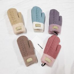 Australi￫ Designer Geknakte handschoenen Winter Fleece Mittens Trendy Letter Breien Mitts Women Girls Plush Glove Outdoor Riding Mitten 5 Color