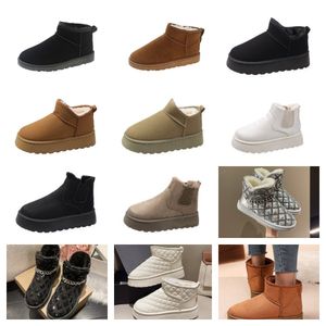 Australië designer Snowboots Mini Platform Boot Bont Schapenhuid Schoenen Dames Tazz Slippers Klassieke instapper Suede Slides Winter Wol Warme laarsjes laars designer dames