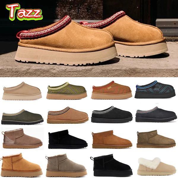 Australie Designer Bottes de neige Femmes Bottines Tazz Ultra Mini Plate-forme Boot Tasman Pantoufles Uggly Sheepskin Mens Diapositives de fourrure Disquette Femmes Chaussures d'hiver