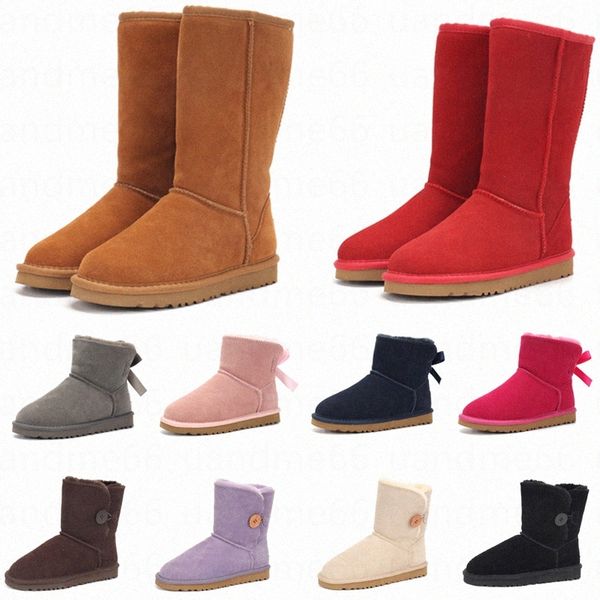 Australie Designer Uggity Femmes Femmes Enfants Botte Australienne Boutons d'hiver Bottes de neige Fourrure Fourrure Classique Court Bailey Arc Chaud Grand Triplet 34-43 J7wC #