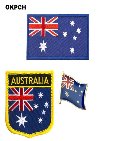 Insignia de parche de bandera de Australia 3pcs A Set Patches para ropa Decoración de bricolaje PT002131890441
