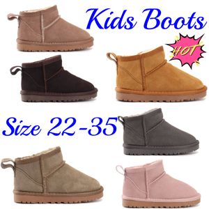 Australië Mini Kids Schoenen Klassieke uggi Snowboots Peuter Meisjes ontwerper Winter Jongens Babyschoen Warme laars Kid Jeugd Kinderen Sneakers Bont Pluche Booties Kastanje Zwart