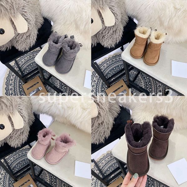 Australia Zapatos para niños Botas clásicas Niñas Australie Arcos Zapato Niño Botas de nieve de cuero genuino Niños pequeños Botines negros Diseñador