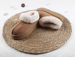 Australie Mini plate-forme en peau de mouton bottes femmes neige pantoufles sans lacet Ultra plate-forme botte daim supérieur chaud pantoufle