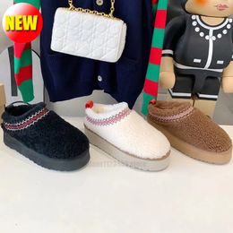 Australie plate-forme laine d'agneau tazz graines de moutarde pantoufles de fourrure style ethnique classique ultra mini ugglie pantoufles bottes de neige femmes hiver chaud chaussures à enfiler