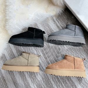 Australië Snowboots Designer Womens Mini Boot Platform Dikke Bodem Schapenvacht Enkel Warm Bont Booties Australische Fluffy Fuzz Mule Tazz Slippers