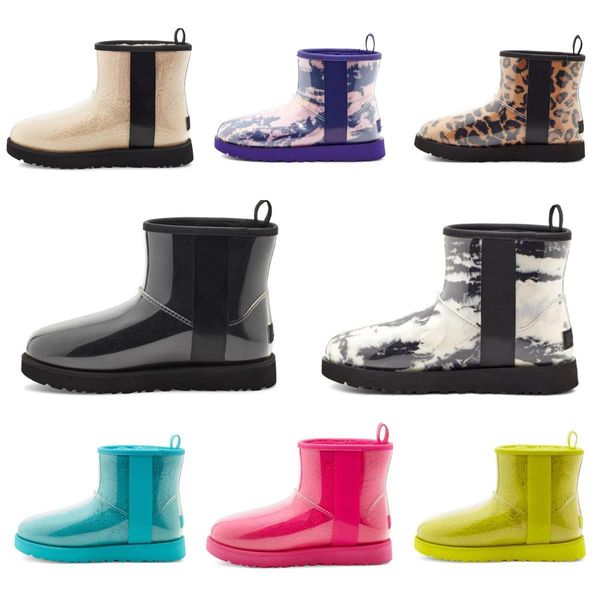 Australie uggss ugglie tasman pantoufles Clear Mini Boots Classic Transparent Jelly Mini Plus Velvet Short Snow Boots Femme Noir Lait Blanc Big Marble Style britannique