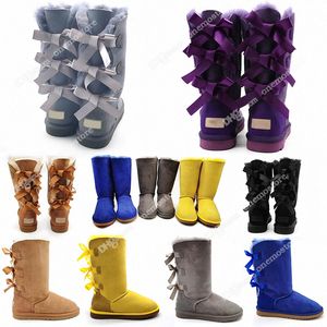 Australië ugh Laarzen Mid Kalf Snowboots Vrouwen Bont Een Winter Comfortabele Warme Mouw Klassieke Strik Laarsjes Katoenen Schoenen 35-44 Z0fn #