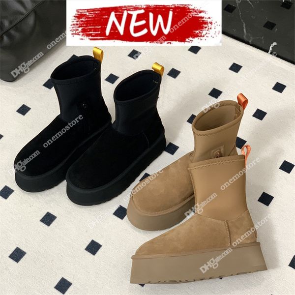 Australie ugh bottes botte de neige femmes hiver fond épais rehaussement chaussettes élastiques femme fourrure en peau de mouton intégré velours épaissi bottillons courts cott y4iC #