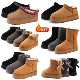 Australië Ultra Mini Boot Designer Laarzen voor Dames Tasman Slippers Tazz Slipper Platform Laarsjes Kaki Roze Zwart Grijs Winter Sonw Bont Schoenen Dames Outdoor Sneakers