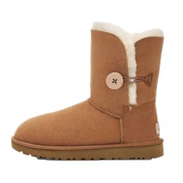 Australia Botas clásicas de invierno Mini bota de tubo corto Casual Fondo plano Cómodo Felpa Engrosada Botines de nieve Zapatos de pan de cuero de tubo medio