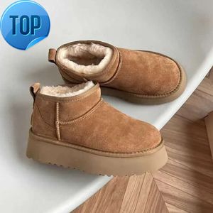 Australië Dames Laarzen Ultra Mini Platform Laarsjes Tazz Tasman Suede Shearling Slippers Winter Sneeuw Wol Enkellaars Kastanje Designer Bont Uggz Womens