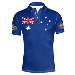 AUSTRALIE jeunesse gratuit sur mesure nom numéro imprimer photo noir blanc bleu logo aus pays Polo chemise drapeau national vêtements décontractés