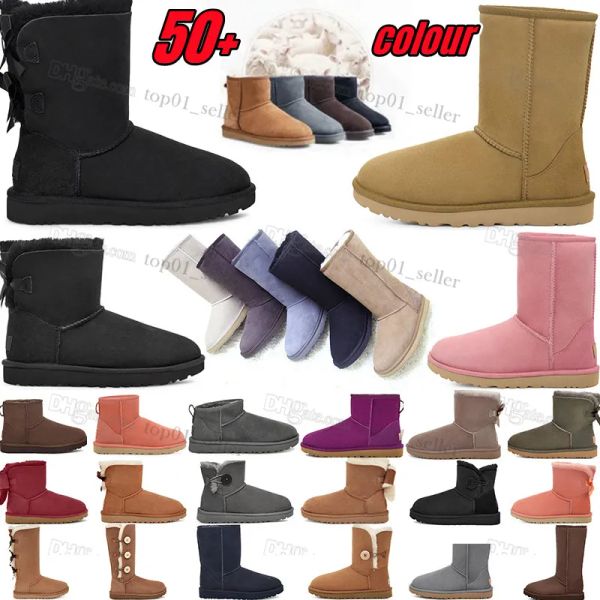 Australia Australia GS 585401 botas clásicas cortas mini mujeres nieve hombre cálido felpa piel de oveja gamuza castaño gris piel completa esponjosa peluda botas feas