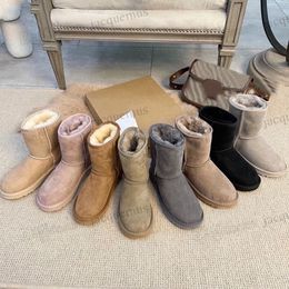 Aus Australië Australië Warme laarzen Klassieke dames ugglies Mini Half Snow Boot VS GS 585401 Vol bont harige pluizige winter satijnen enkellaarzen laarsjes pantoffels wggs