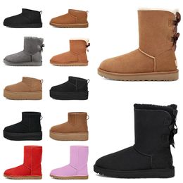 Australische Bailey Bow II Dames Designer Laarzen Klassieke Ultra Mini Platform Boot Vrouw Tasman Tazz Slippers Fuzzy Roze Bont Enkel Sneeuw Winter Australië Booties 36-41