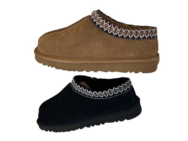 Botas de nieve de diseñador para mujer Tazz Slipper Fur Bota corta Zapatos ligeros transpirables Cuero Moda de lana cálida Hebilla original de otoño invierno genuino con tamaño de caja 35-44