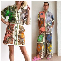Robe de designer australienne femme de créateurs de créateurs de style imprimé rétro de style lâche robe de chemise en lin