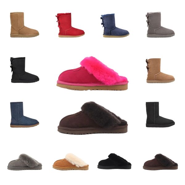 Botas de nieve de diseñadores australianos Mini mujer invierno plataforma australiana bota Ug zapatilla de piel tobillo zapatos de lana piel de oveja cuero Real