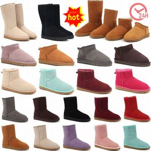 Bottes australiennes pour femmes Bottes classiques Chaud USA GS Mini Cheville Bottes australiennes Bailey Inter Satin Pleine fourrure Fluffy Furry Dune Boucle Neige Demi-genou Bottes UGGLI